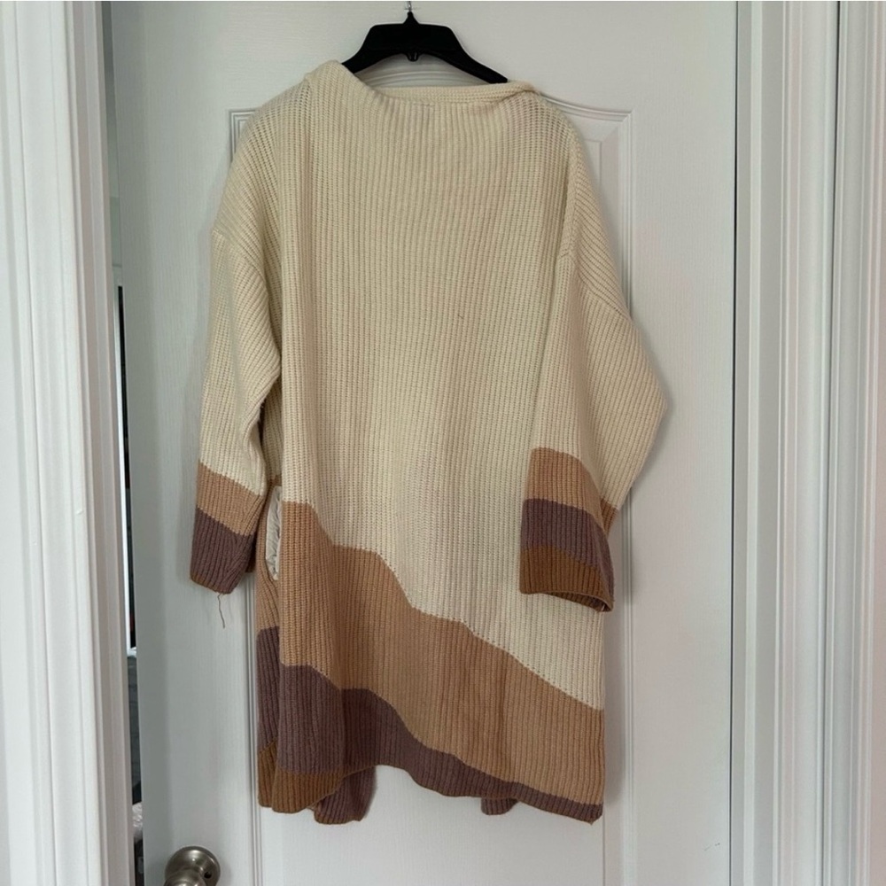 Open-Front Colorblock Ribbed Cardigan Sweater - Picture 7 of 9